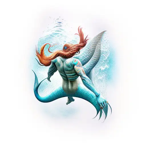 merman tattoo design idea