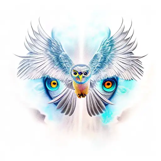 eyes wings owl angel tattoo design idea