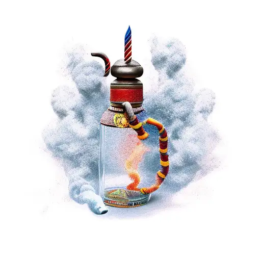 genie bottle smoke tattoo design idea