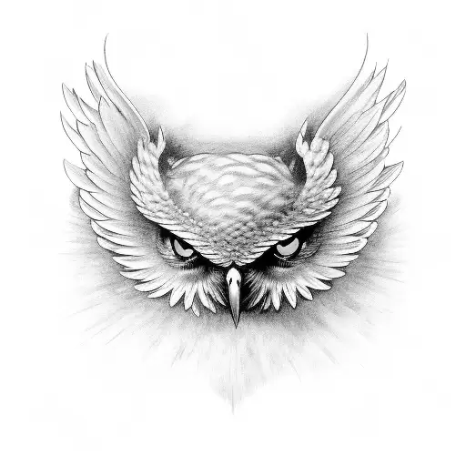 eyes wings owl angel tattoo design idea