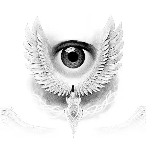 eyes on wings owl angel tattoo design idea
