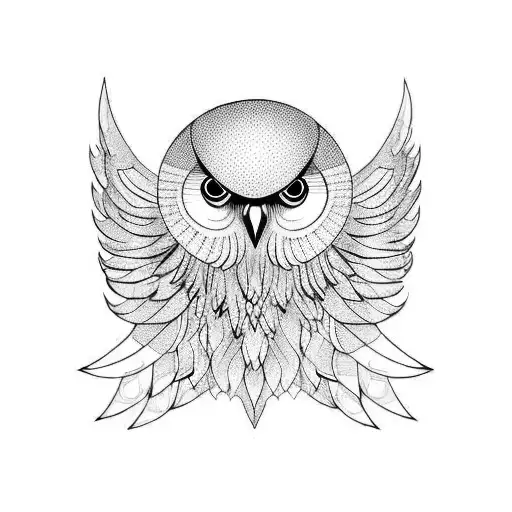 The cherubim 6 winged owl angel tattoo design idea