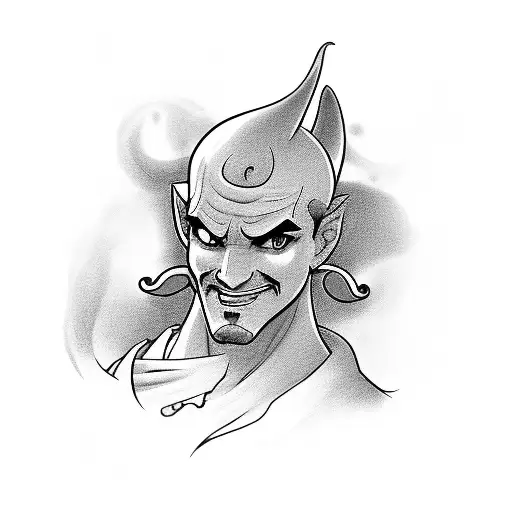 male genie tattoo design idea