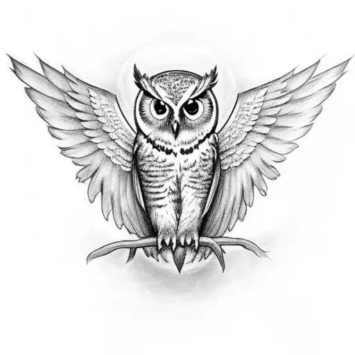 owl wings eyes angel tattoo design idea