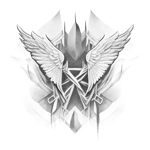 wings tail shadow tattoo design idea