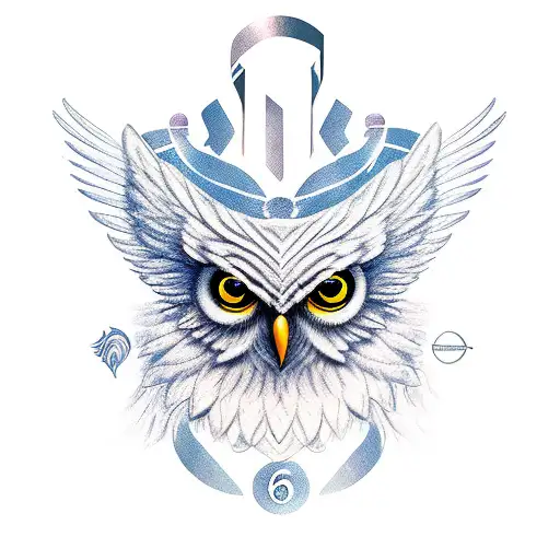 The cherubim 6 winged owl angel tattoo design idea