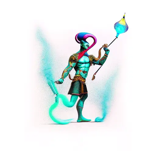 male genie tattoo design idea