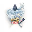 genie bottle smoke tattoo design idea