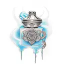 genie bottle smoke tattoo design idea