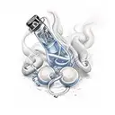 genie bottle smoke tattoo design idea
