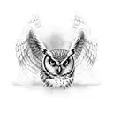 owl wings eyes angel tattoo design idea