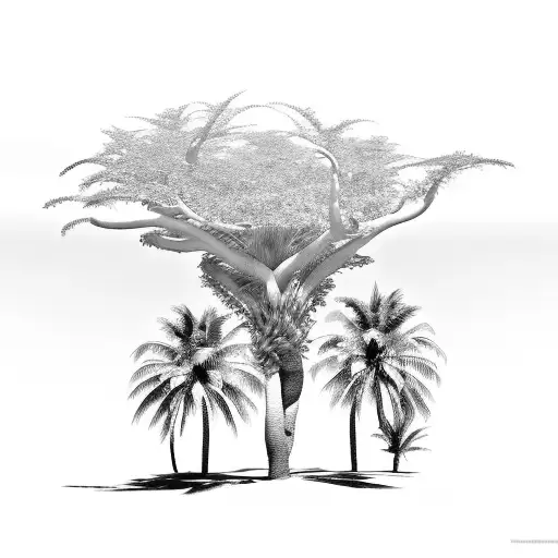 palm tree island tattoo design idea