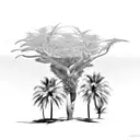 palm tree island tattoo design idea
