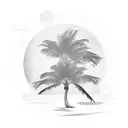 palm tree island tattoo design idea