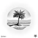 palm tree island tattoo design idea