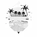 palm tree island tattoo design idea