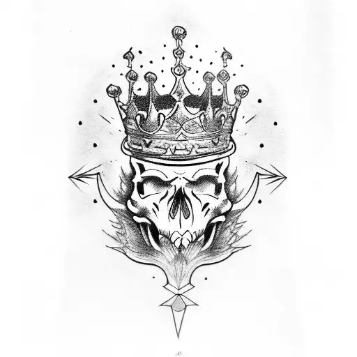 king's skull and crown tattoo design idea