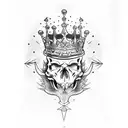 king's skull and crown tattoo design idea