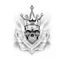 king's skull and crown tattoo design idea