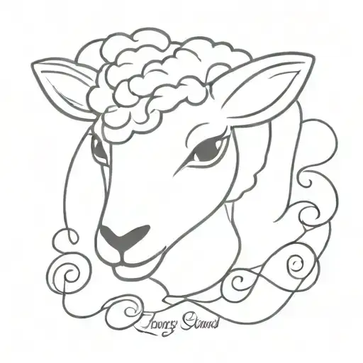 lamb head with names of God as hair tattoo design idea