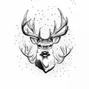 antlers deer with half fire and half snow tattoo design idea