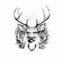 antlers deer with half fire and half snow tattoo design idea