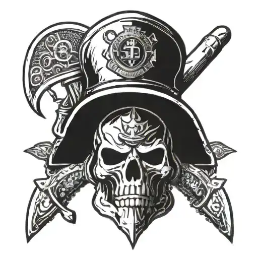 Incorporate a firefighter helmet and axe into a Marine Corps emblem tattoo design idea