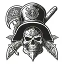 Incorporate a firefighter helmet and axe into a Marine Corps emblem tattoo design idea