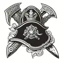 Incorporate a firefighter helmet and axe into a Marine Corps emblem tattoo design idea