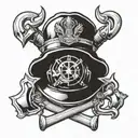 Incorporate a firefighter helmet and axe into a Marine Corps emblem tattoo design idea