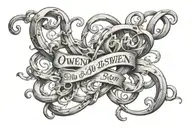 Owen in script font intertwined tattoo design idea