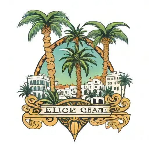 palm tree and city of Elche in Spain tattoo design idea