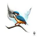 kingfisher static on a branch  tattoo design idea