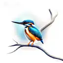 kingfisher static on a branch  tattoo design idea