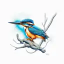 kingfisher static on a branch  tattoo design idea