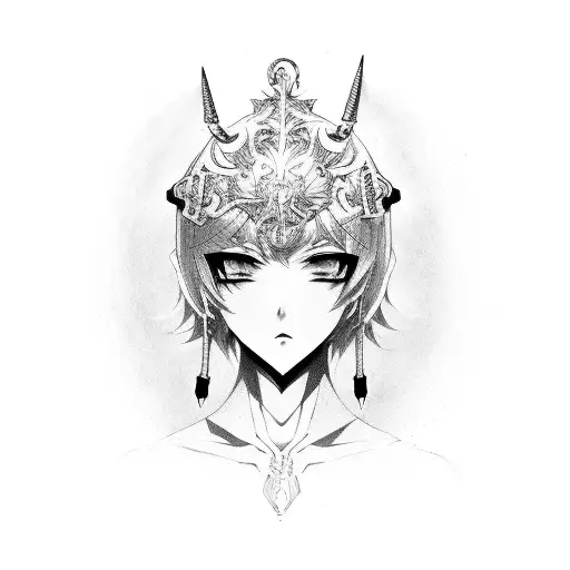 cybersigilism anime femboy Dagger tattoo design idea