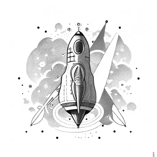 rocket ship with joint  tattoo design idea