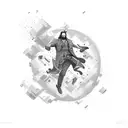 a man falling from a sky tattoo design idea