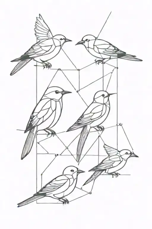 Birds together with geometric tattoo design idea