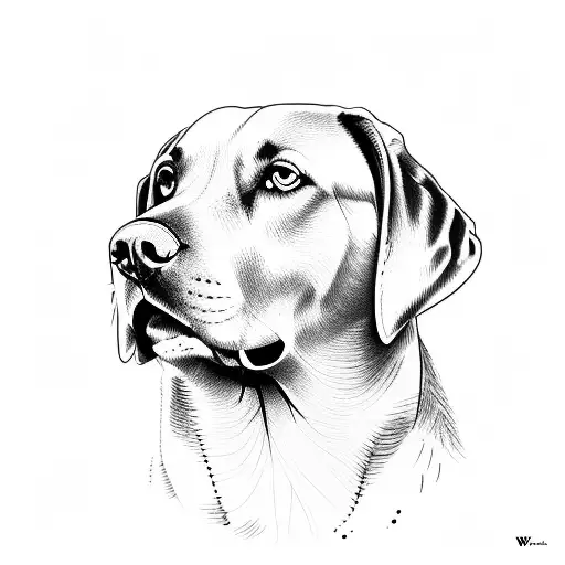Labrador sitting in a Volkswagen California tattoo design idea