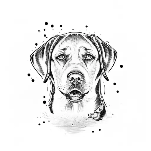 Labrador sitting in a Volkswagen California tattoo design idea