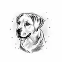 Labrador sitting in a Volkswagen California tattoo design idea