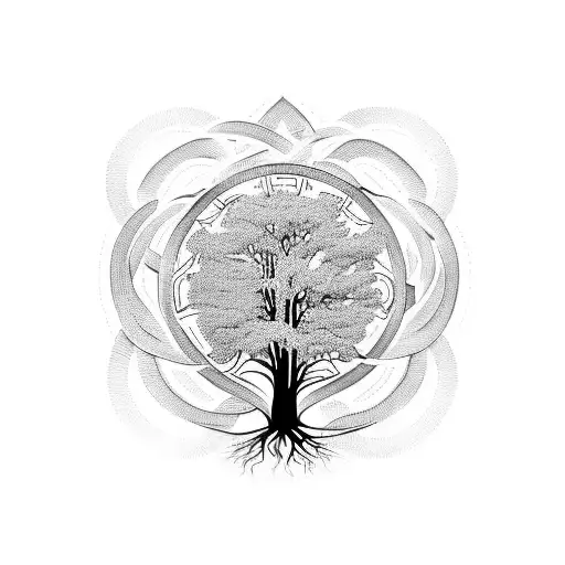 The Tree of Life with big roots underground  tattoo design idea