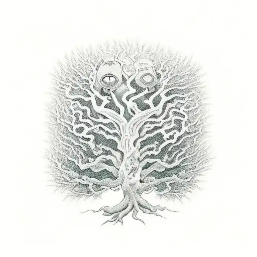 The Tree of Life with big roots underground  tattoo design idea