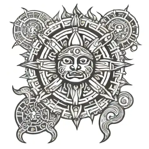 mayan Sun hod tattoo design idea