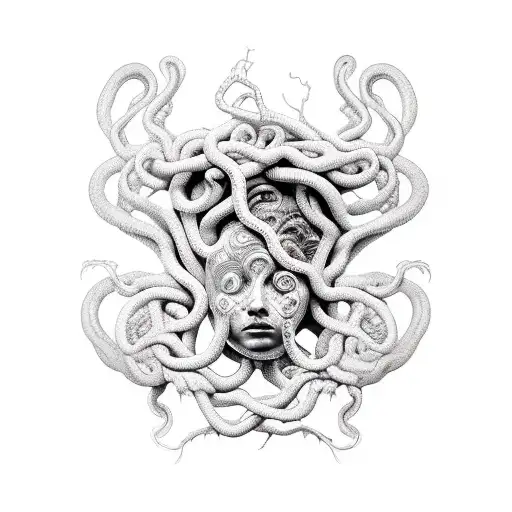 crying medusa tattoo design idea