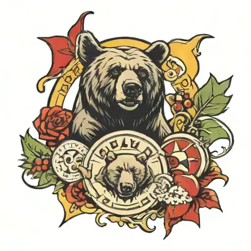trader torinho and bear financial market symbol surrounded tattoo design idea