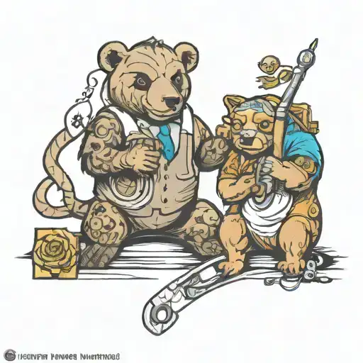 trader torinho and bear financial market] tattoo design idea