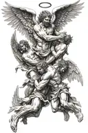 angels fighting demons tattoo design idea