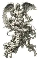 angels fighting demons tattoo design idea